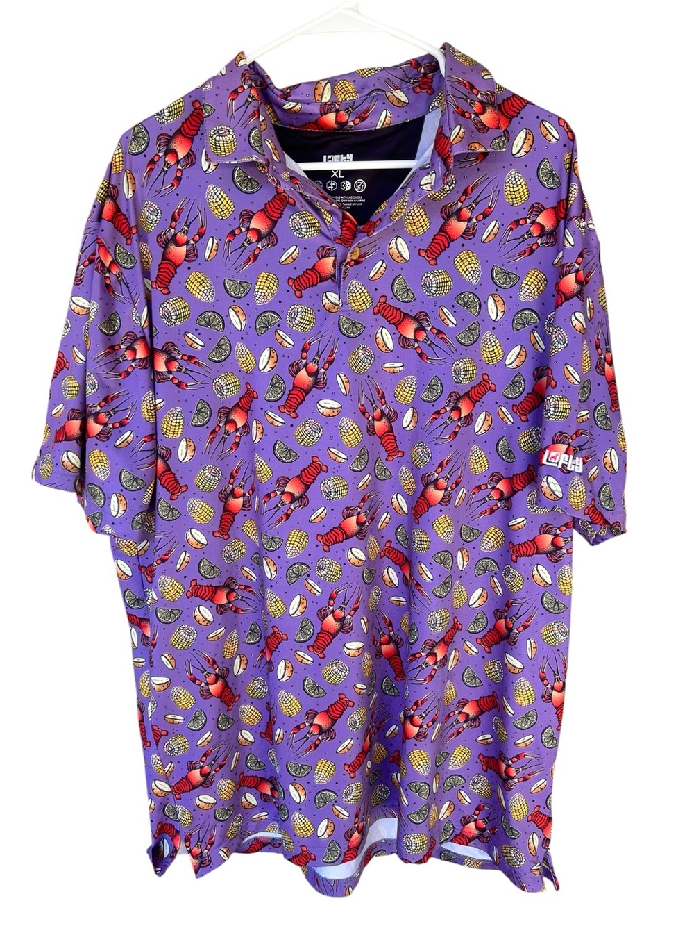Lofty Llama Bayou Bogey | Crawfish/Mudbug Boil Golf Polo for Men Size XL